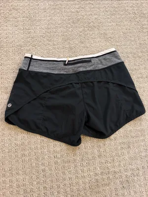 Lululemon Run: Speed Shorts Black with Heather Gray Waist Size 6 Workout thumbnail 2