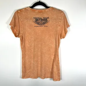 Harley‎ davidson v neck short sleeve shirt Womens Size M Orange Texas Motorcycle thumbnail 7