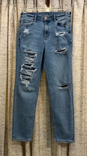 American Eagle High Rise Destroyed Mom Jeans  thumbnail 1
