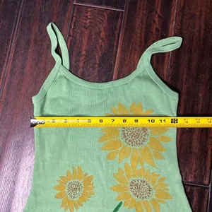 Spaghetti strap mini dress flower hand painted design casual bohemian thumbnail 3