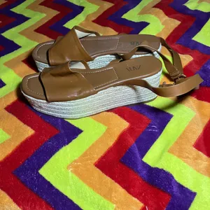 ZARA PLATFORM WEDGE LEATHER SANDALS thumbnail 8