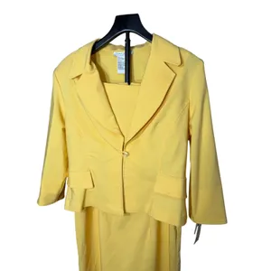 Dawn‎ Joy Yellow 2 Piece Skirt Suit Set Blazer Sheath Dress NWT Size 13/14 USA thumbnail 3
