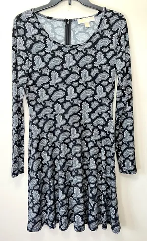 Michael Kors Black Blue Paisley Dress thumbnail 1