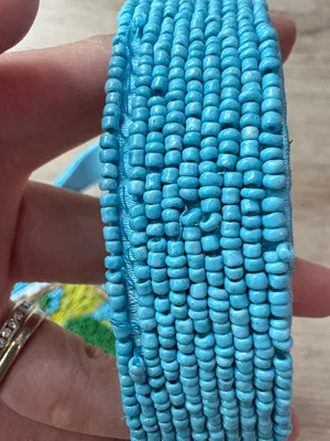 Handcrafted in India Blue Striped Vegetable Beaded Bag Viral TikTok NWT thumbnail 5
