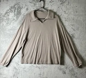 Lululemon Softstreme Pique Oversized Long-Sleeve Polo Shirt Warm Ash Grey Small thumbnail 1