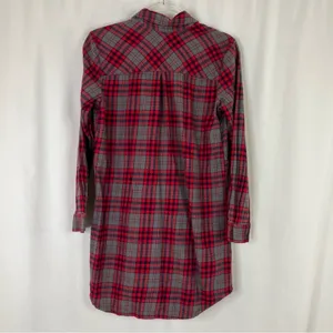 Aerie Red Plaid Button-Up Pajama Sleep Shirt Nightgown Cotton Flannel Medium thumbnail 6