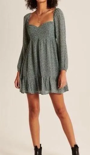 Abercrombie Green Printed Dress thumbnail 1