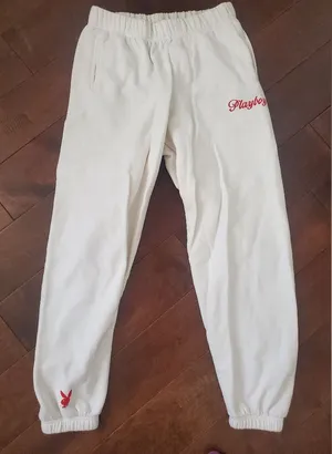 PLAYBOY White Sweatpants with Red Logo Accent Size Small By Pacsun thumbnail 1