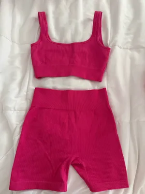 Amazon Pink Workout Set Ribbed thumbnail 1