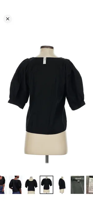 Madewell Black Puff Sleeve Top NWT thumbnail 5