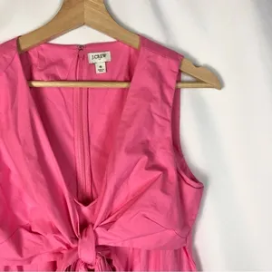 J. Crew Hot Pink Tie Front Sleeveless Cotton Midi Dress‎ 6 thumbnail 3