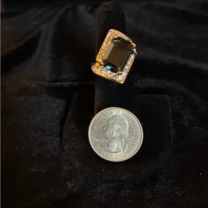 14K Gold Plated Blue Stone Cocktail Ring size 5 thumbnail 6