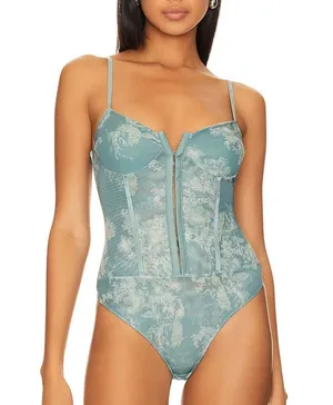 Intimately Printed Night Rhythm Bodysuit Sage Combo L NWT thumbnail 1