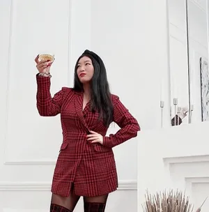 ZARA Red Houndstooth Jumpsuit Dress thumbnail 5