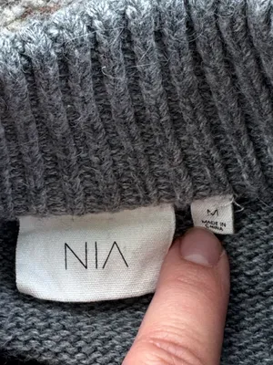 NIA YVONNE SWEATER Mock Neck Cropped Heather Gray Medium thumbnail 5
