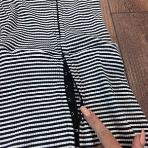 Reformation Nellie Hook Eye Striped Mini Dress Black White XS Elevated Basics thumbnail 9