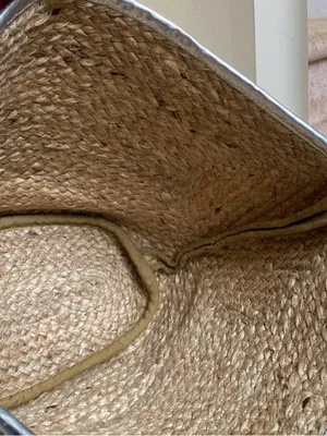Metallic Silver & Natural Jute Tote with Tan Handles thumbnail 5
