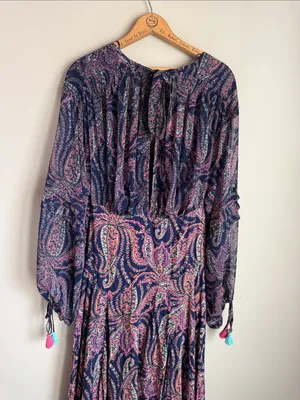 NEW Free People Mirage Paisley Bandana Print Sapphire Combo Maxi Dress 12 thumbnail 9