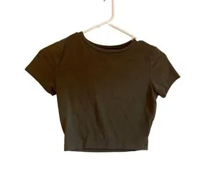 Wild Fable Olive Green Cropped T-Shirt XS Cotton/Spandex Short Sleeve thumbnail 1