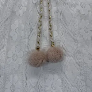 Cupshe White Lace Dress PomPom Tie V Neck Sleeveless Summer‎ Beach Size L thumbnail 2