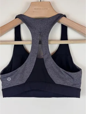 Lululemon Invigorate Bra Heathered Black Black Mesh Racerback Size 4 thumbnail 6