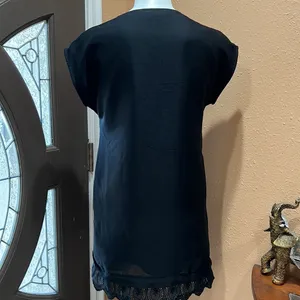Madewell black eyelet short sleeve dress thumbnail 6