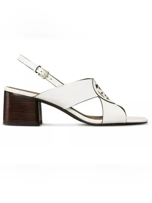 Tory Burch Miller Slingback Logo Block Heel Sandal US 9 Cloud White Leather thumbnail 6