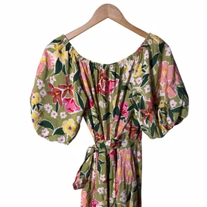 Vici Floral Puff Sleeve Wrap Midi Dress Size Small thumbnail 7