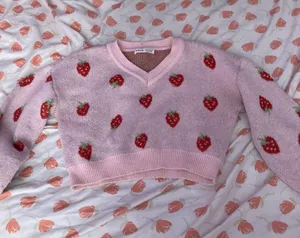 SheIn Cropped Strawberry Sweater thumbnail 1