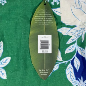 Farm Rio Green Blue Floral Pineapple Linen Mini Dress XXS NWT Ruched Puff Sleeve thumbnail 10