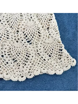 Crochet Lace Angel Skirt Ivory Cream Hand Knit Midi Length Boho Beach Fairy thumbnail 4