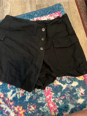 Mango linen blend black mini skort thumbnail 4