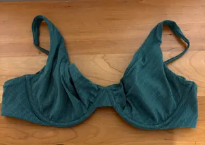 Abercrombie & Fitch Dark Green Textured Underwire Bikini Top XL Balconette thumbnail 1