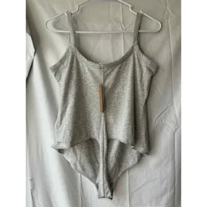 Skims Cotton Jersey Scoop Neck Bodysuit in Light Heather Grey Womens Size 2X thumbnail 2