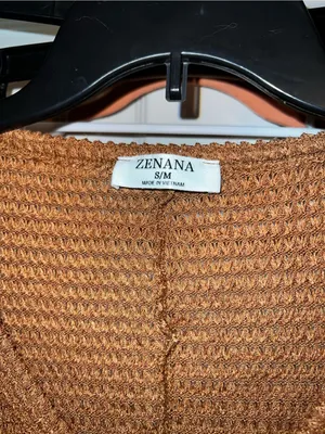 Zenana Outfitters V-Neck Waffle Knit Sweater - Brown thumbnail 3