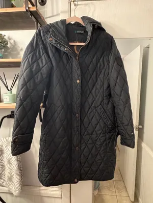 Ralph Lauren Black Quilted Hooded Puffer Coat thumbnail 1