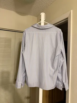 Blue and white striped button up Size L thumbnail 2