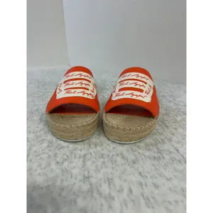Karl Lagerfeld Paris Cherie Apricot Nappa Leather Espadrille Slide Sandals 9.5 M thumbnail 3