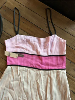 NWT Anthropologie Maeve Colorblock Pink Slip Midi Dress 4 thumbnail 6