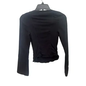 Reformation Amina long-sleeve corset top in black 0 thumbnail 4