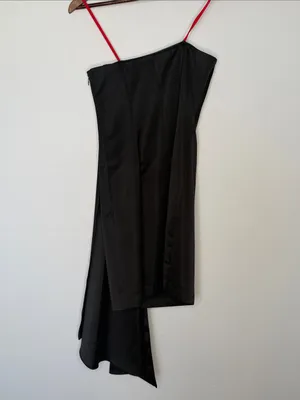 Halston Heritage Isla Strapless Draped Satin Mini Dress Black Size 4 NWT thumbnail 5