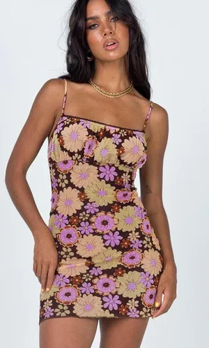 teenage fever floral ruched mini dress thumbnail 2
