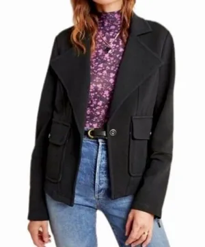 ANTHROPOLOGIE Tailored Moto Button Front Pea Coat Blazer W1469 Sz M thumbnail 1