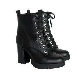 Sincerely Jules Racer Black Lace Up Combat Boots Chunky Heel Ankle Booties 6.5 thumbnail 3
