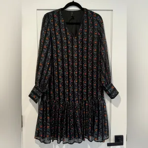 ASOS Y.A.S chiffon smock dress with drop hem mixed floral and stripes size S thumbnail 7