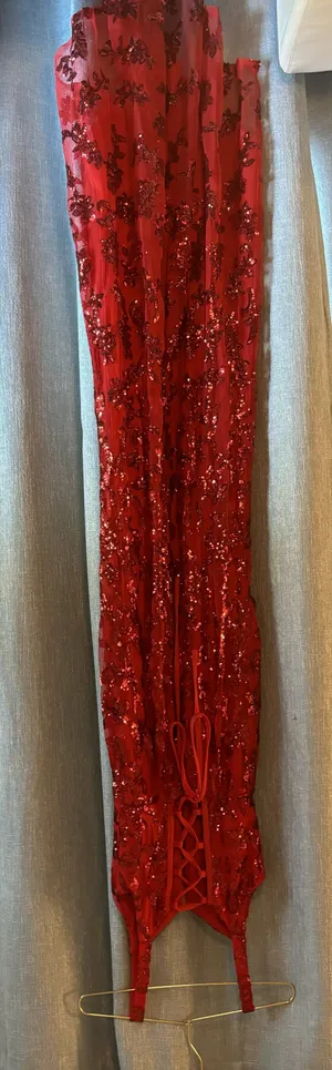 Red Sparkle Formal Maxi Dress Size 0 thumbnail 2