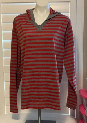 American Rag Red and Gray Striped Hoodie thumbnail 1