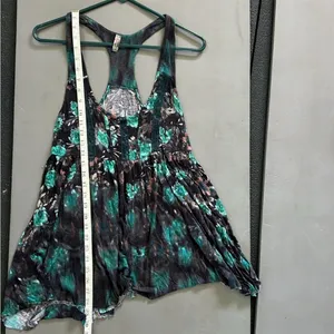 Free People Racerback Top / Tunic Black and Green with Lace thumbnail 12