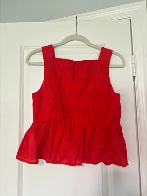 J.Crew Red Cotton Scrunch Blouse thumbnail 4