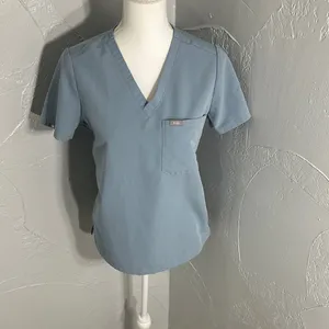 Figs Women's V-Neck Scrub Top in Slate Blue thumbnail 4